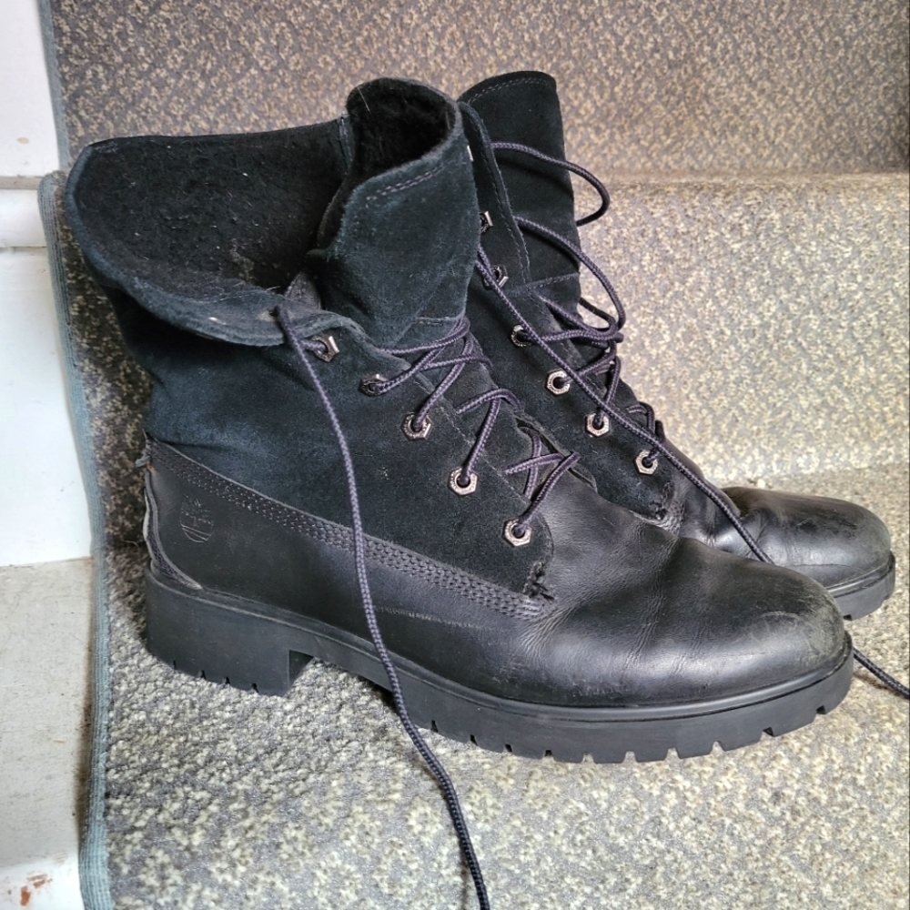 Full-Grain Leather Black Timberland Linden Wood Lace-Up Boots